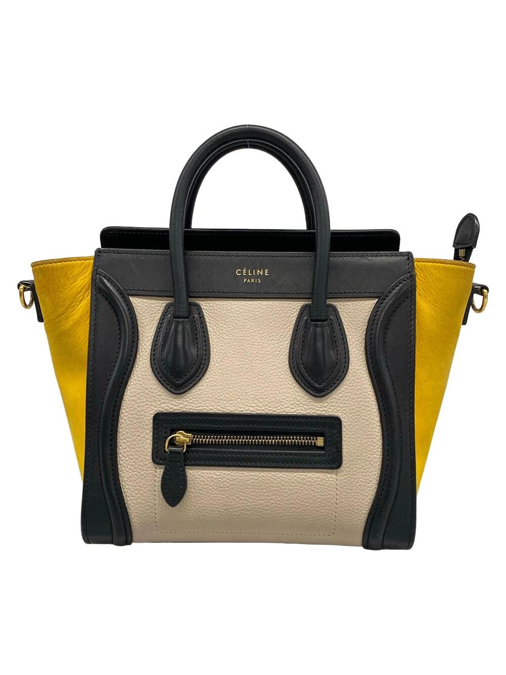 Celine Luggage Nano Shopper Beige Black #305119C96B